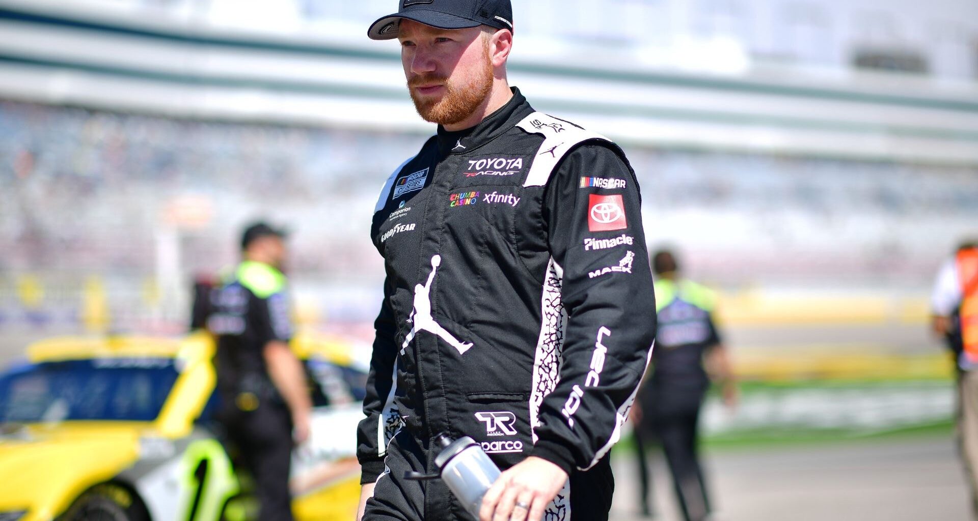 Bubba Wallace and his wife Amanda Wallace poses on the red carpet for the 2023 NASCAR Awards Banquet at the Music City Center in Nashville, Tenn., Thursday, Nov. 30, 2023.