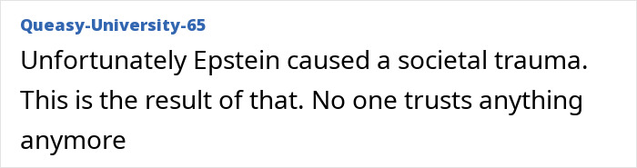 Text post on a forum discussing societal distrust after Epstein, linked to Jim Carrey theories and drag queen mask reveal. Text post on a forum discussing societal distrust after Epstein, linked to Jim Carrey theories and drag queen mask reveal.