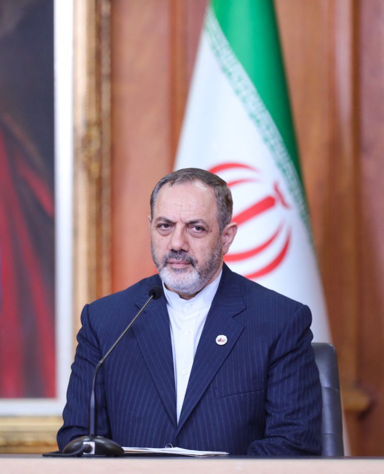 Iran's Defence Minister Aziz Nasirzadeh during a meeting