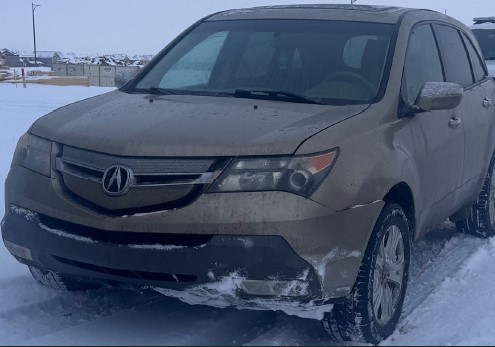 Police found this gold-coloured Acura SUV abandoned after a hit and run incident in Airdrie, Alta., on Mar. 12.