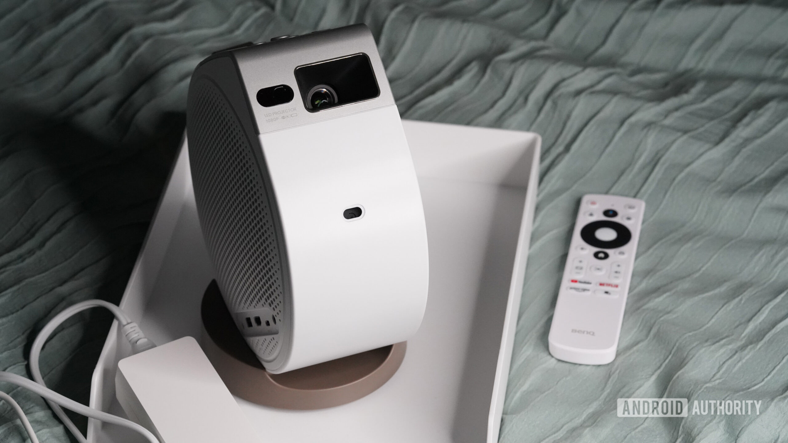 BenQ GV32 Bed A BenQ GV32 rests on a users bed.