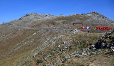 L'ANGLIRU, SPAIN - SEPTEMBER 05: A general view of the L'Angliru final hill during the La Vuelta - 80th Tour of Spain 2025, Stage 13 a 203.7km stage from Cabezon de la Sal to L'Angliru 1556m / #UCIWT / on September 05, 2025 in L'Angliru, Spain. (Photo by Tim de Waele/Getty Images)