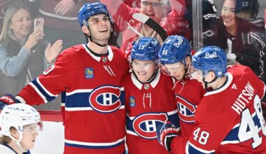 Cole Caufield scores hat trick as part of five-point night; Canadiens crush Islanders
