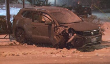 Driver flees after crashing into pole on Bathurst Street