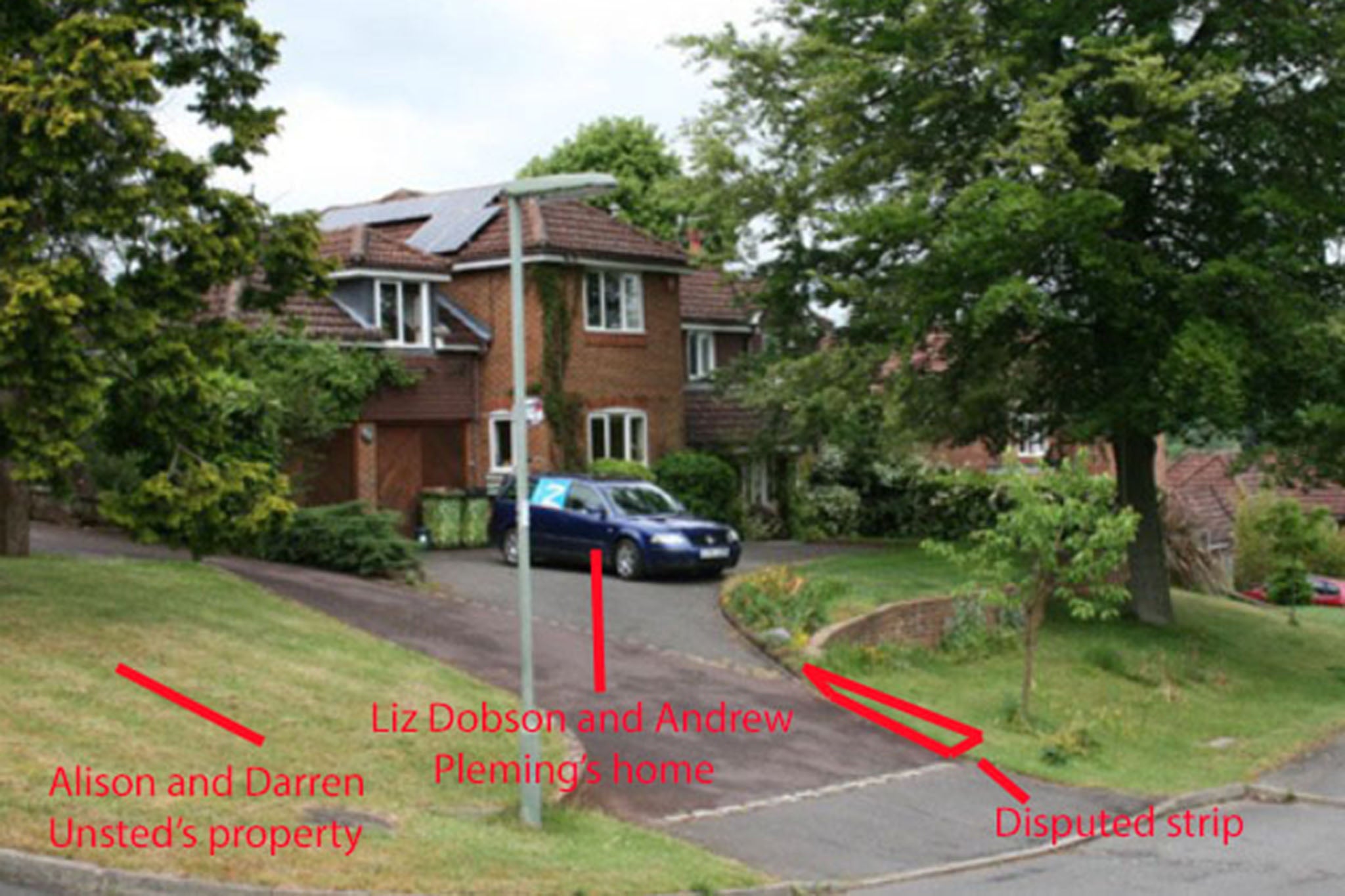 The disputed land at the front of the home