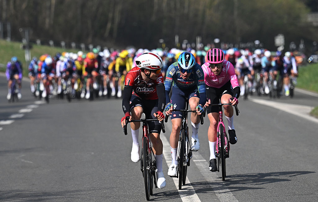 CARRIERES-SOUS-POISSY, FRANCE - MARCH 08: Sebastien Grignard of Belgium and Team Lotto Intermarch&eacute; attacks during the 84th Paris-Nice 2026, Stage 1 a 170.9km stage from Acheres to Carrieres-sous-Poissy / #UCIWT / on March 08, 2026 in Carrieres-sous-Poissy, France. (Photo by Szymon Gruchalski/Getty Images)