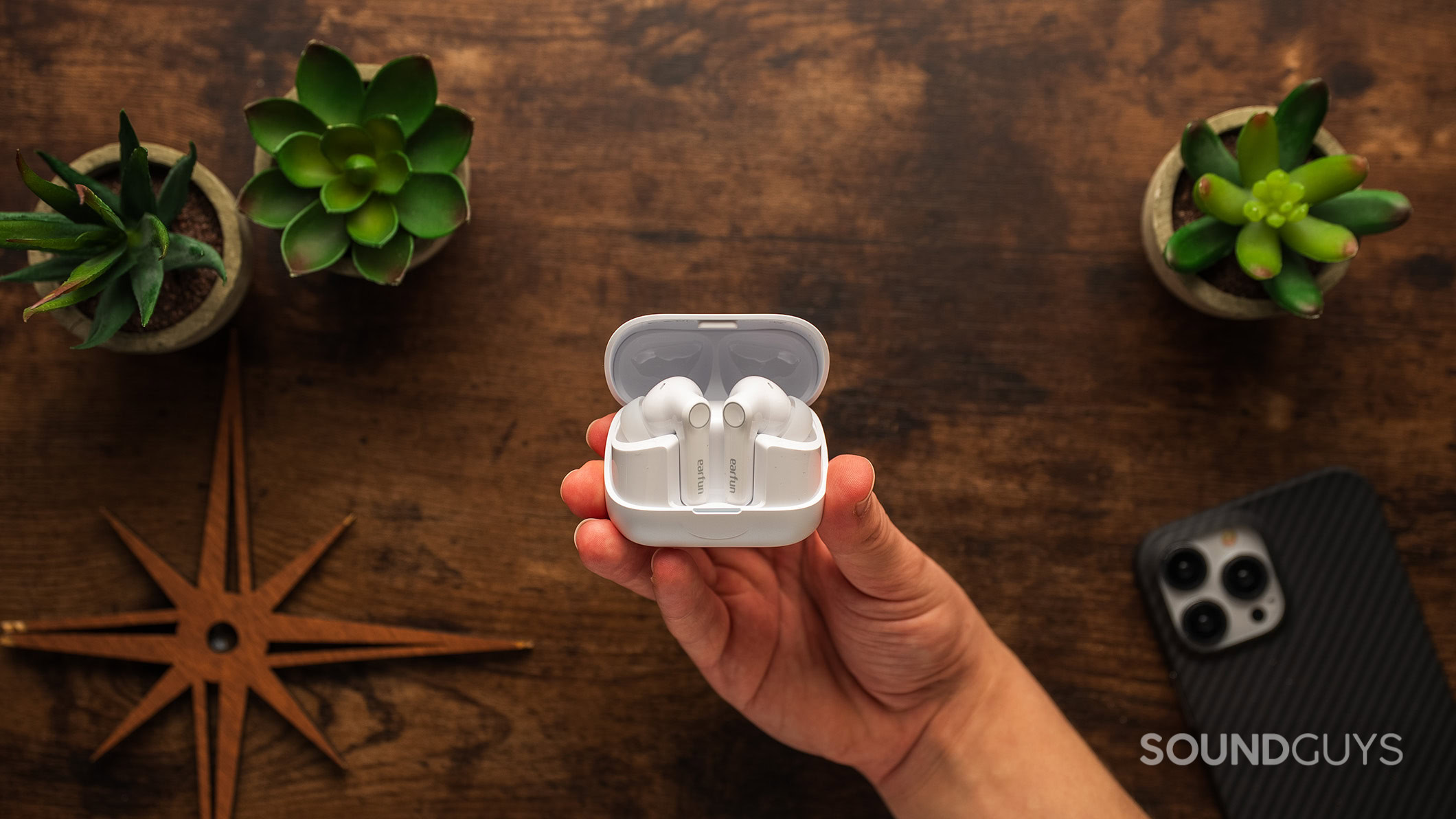 EarFun Air Pro 4 plus white earbuds in case EarFun Air Pro 4 Plus earbuds in white