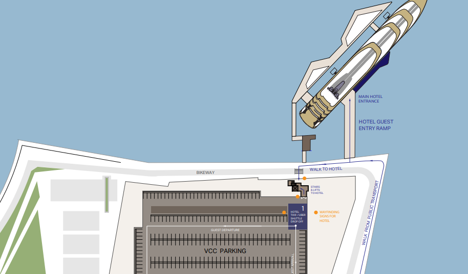 A floating 250-room hotel is being proposed for Vancouver's Coal Harbour area. 