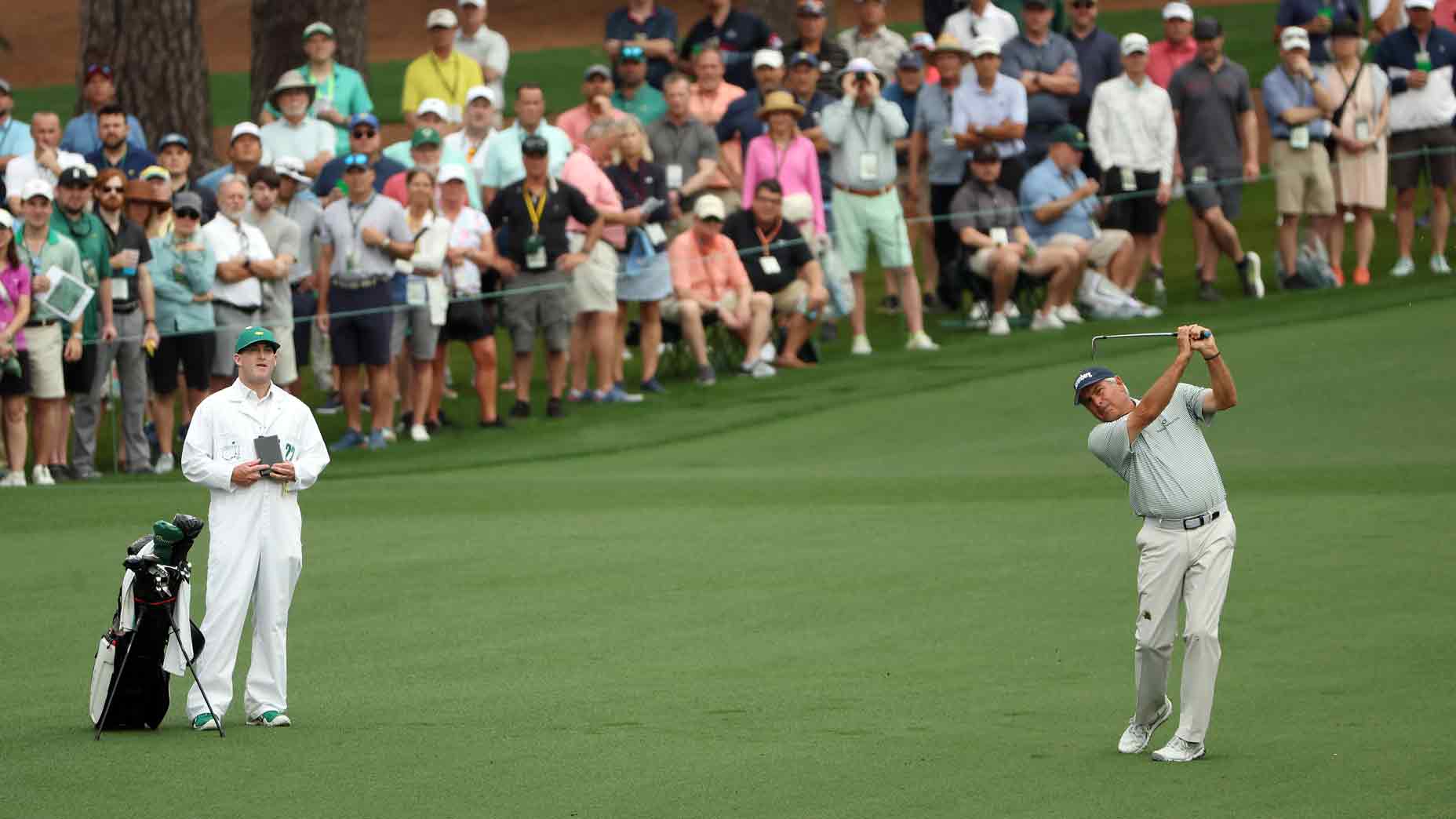 Fred Couples of the United States plays a shot on the second hole during the first round of the 2023 Masters Tournament at Augusta National Golf Club on April 06, 2023 in Augusta, Georgia.