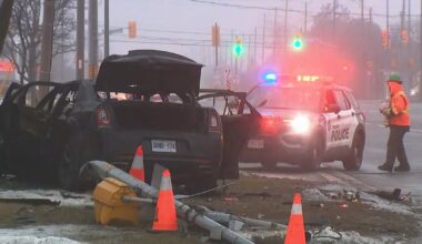 Toronto police investigating fiery Etobicoke car crash