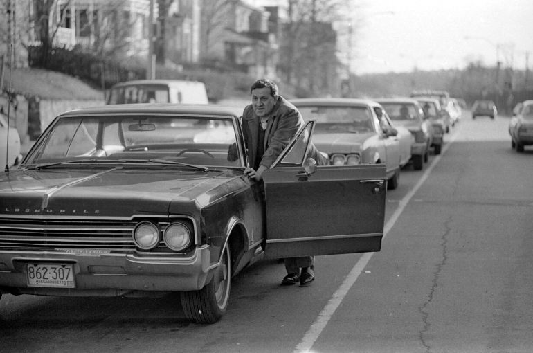 Drivers Push Cars To Gas Station During Oil Crisis Drivers push cars to a gas station during the oil crisis of 1973-74, Roslindale, Boston, Massachusetts, 1973. (Photo by Spencer Grant/Getty Images)