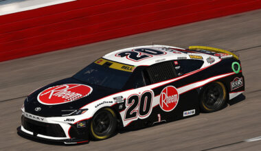 DARLINGTON, SOUTH CAROLINA - AUGUST 30: Christopher Bell, driver of the #20 Rheem Toyota, drives during practice for the NASCAR Cup Series Cook Out Southern 500 at Darlington Raceway on August 30, 2025 in Darlington, South Carolina.