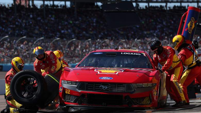 Joey Logano NASCAR pit stop during a Cup Series race
