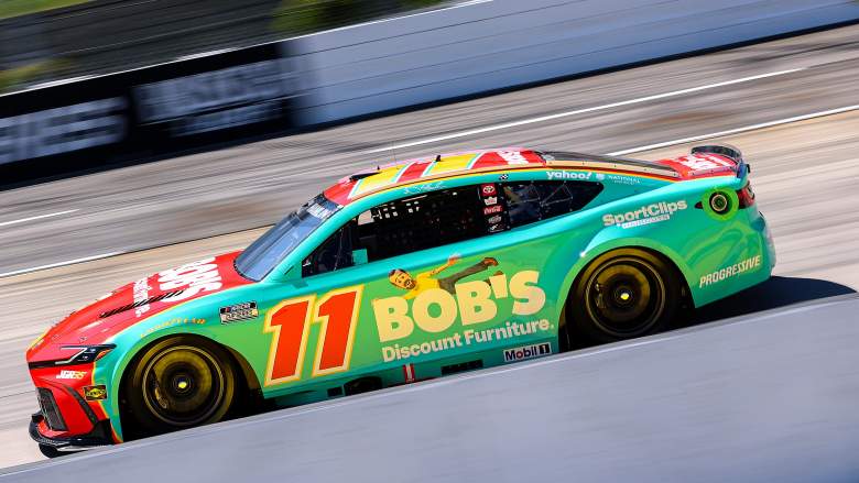 Denny Hamlin qualifying at Martinsville Speedway in the No. 11 Joe Gibbs Racing Toyota