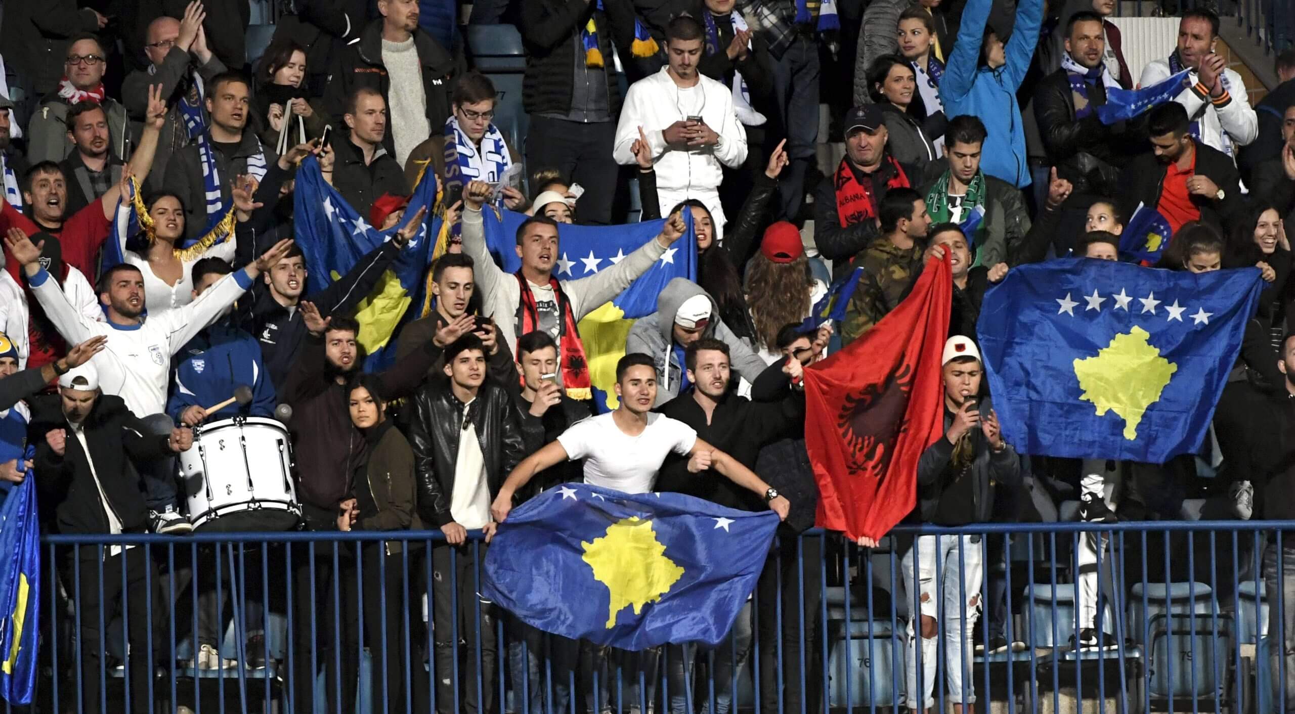 Kosovo and Albania flags are often seen together during international matches