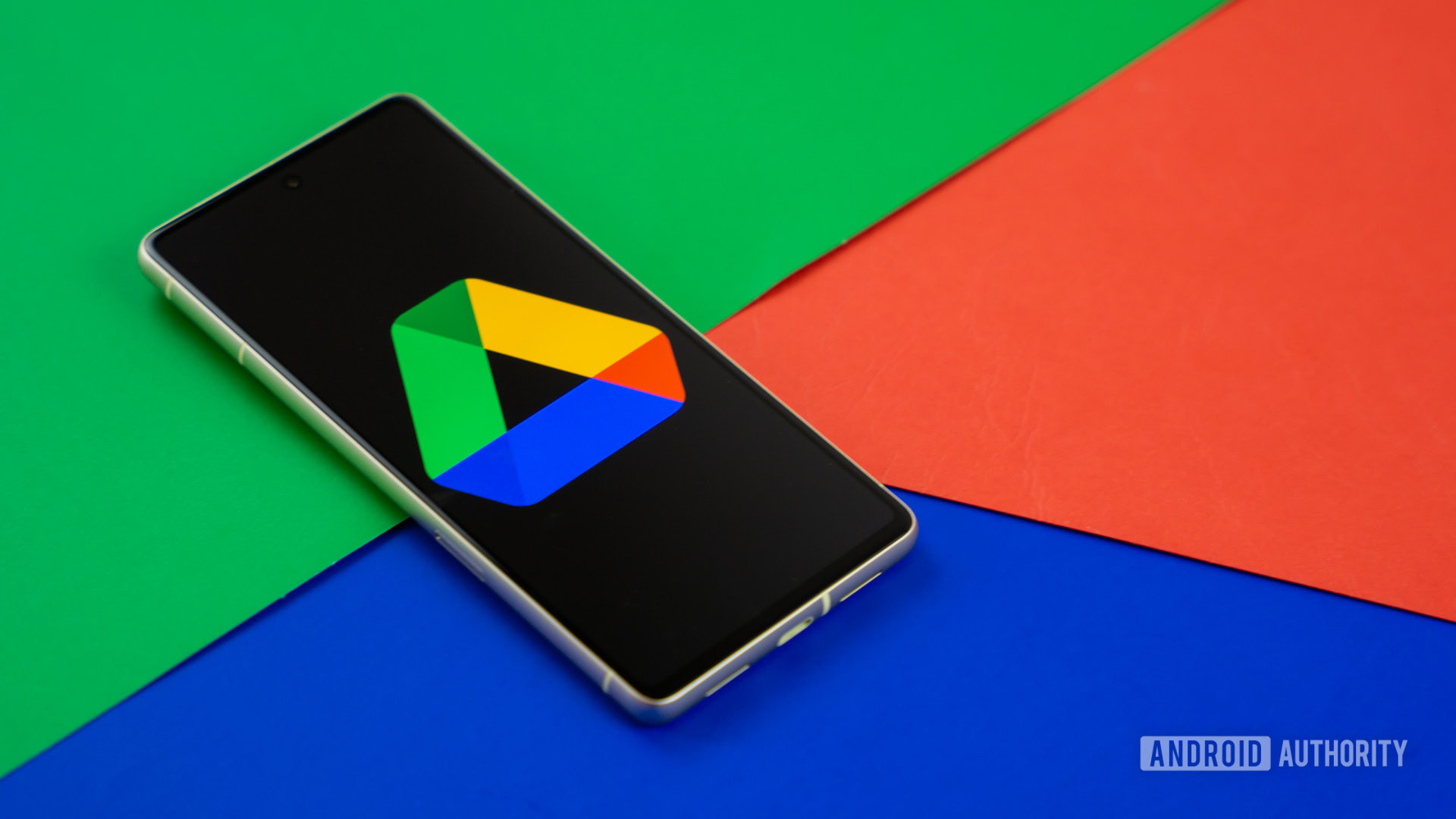 Google Drive logo on smartphone Stock photo Google Drive logo on smartphone Stock photo
