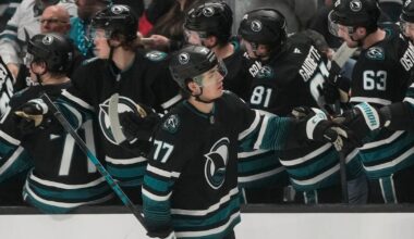 Celebrini nets four points, Sherwood scores winner as San Jose Sharks tip Montreal Canadiens