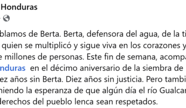 Photo-journal of PBI-Canada with PBI-Honduras accompanying COPINH on the 10th anniversary of the sowing of Berta Caceres