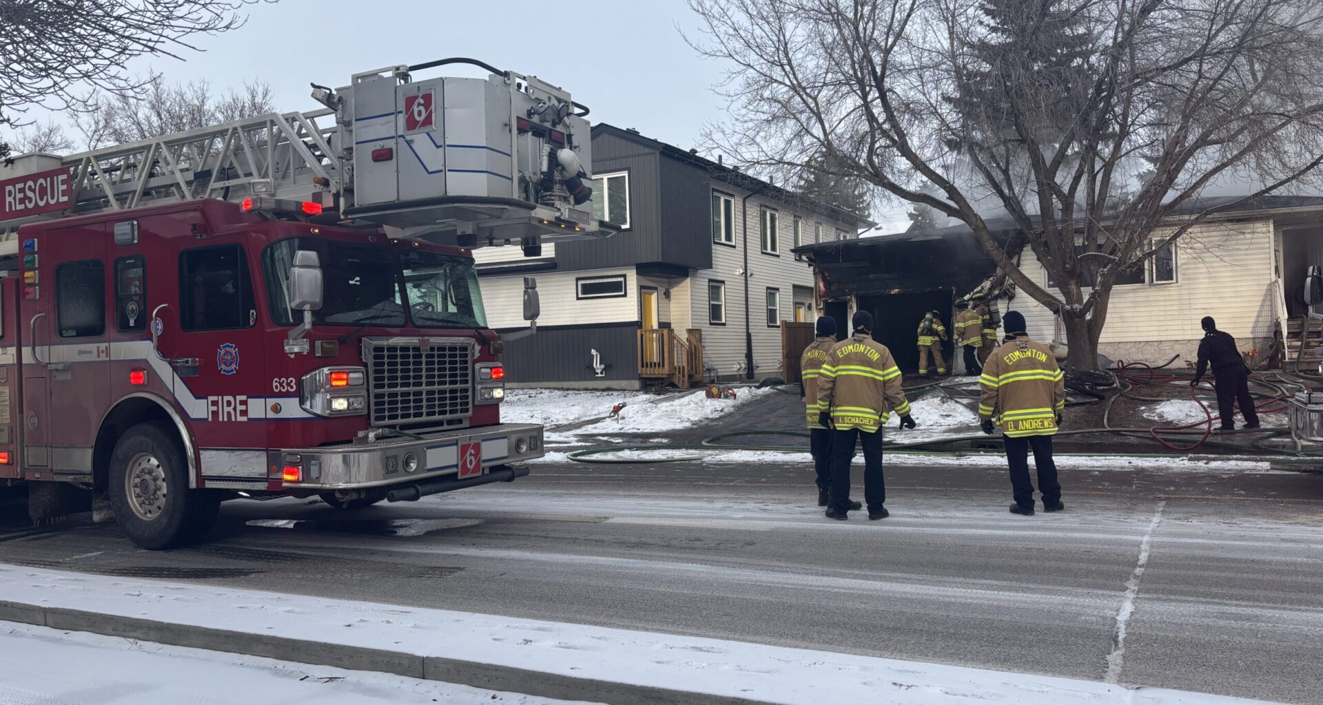 Edmonton firefighters respond to residential fire at 106 St and 63rd Ave