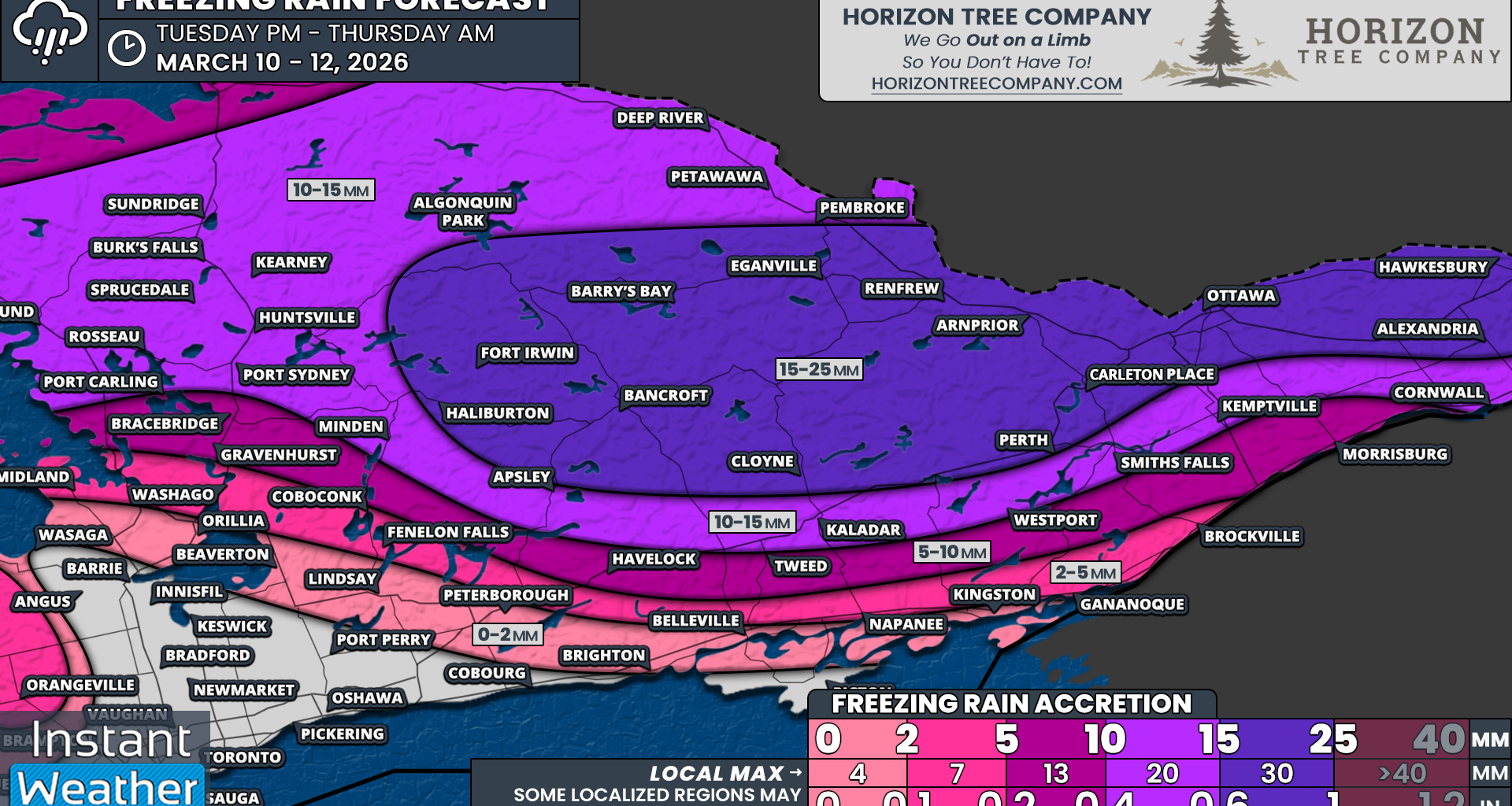 Major Ice Storm Targeting Ottawa Area Wednesday, Up to 25mm of Freezing Rain Threatens Power Outages Across Central and Eastern Ontario