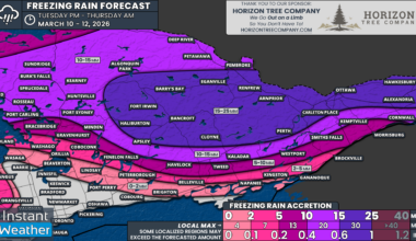 Major Ice Storm Targeting Ottawa Area Wednesday, Up to 25mm of Freezing Rain Threatens Power Outages Across Central and Eastern Ontario