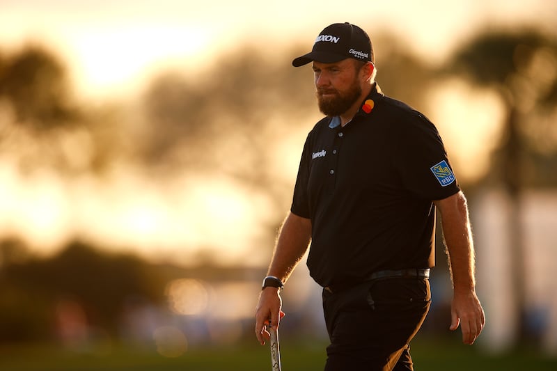 Shane Lowry of Ireland looks on from the 18th green. Photograph: Mike Ehrmann/Getty