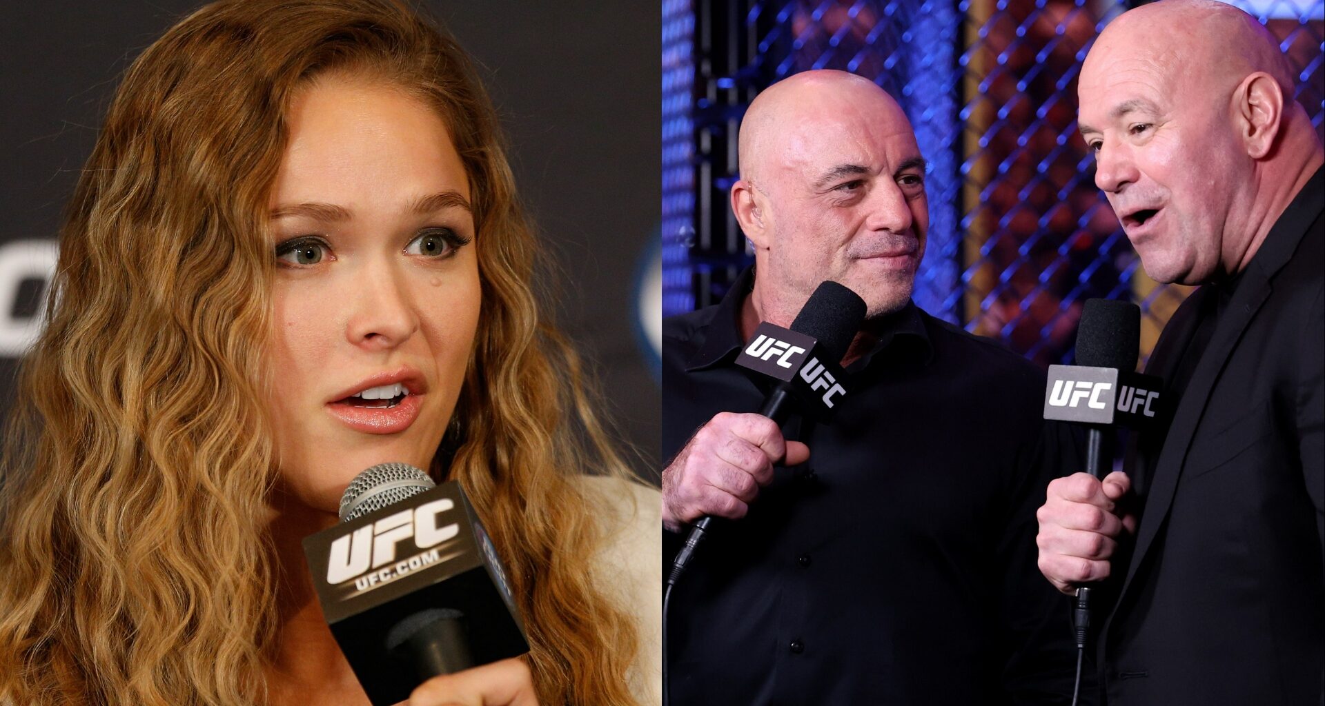 Ronda Rousey, Dana White and Joe Rogan