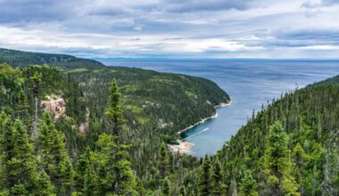 An aerial iew from St. Pancrace Belvedere near Baie Comeau, Que.