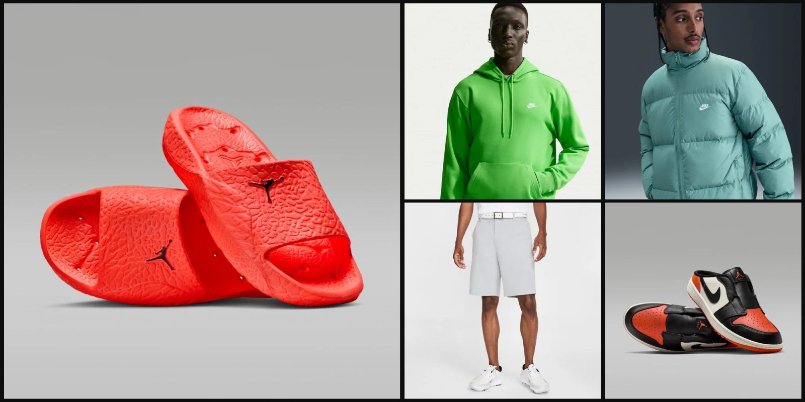 A collage of a man and a red slipper