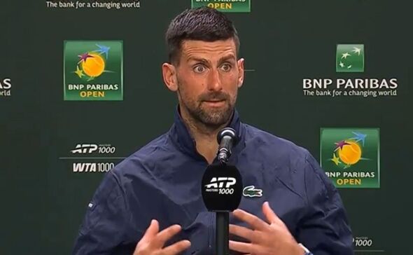 Novak Djokovic speaking in a press conference