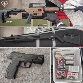Caledon OPP allegedly seized these guns and drugs after a search warrant was served on a Brampton residence.
