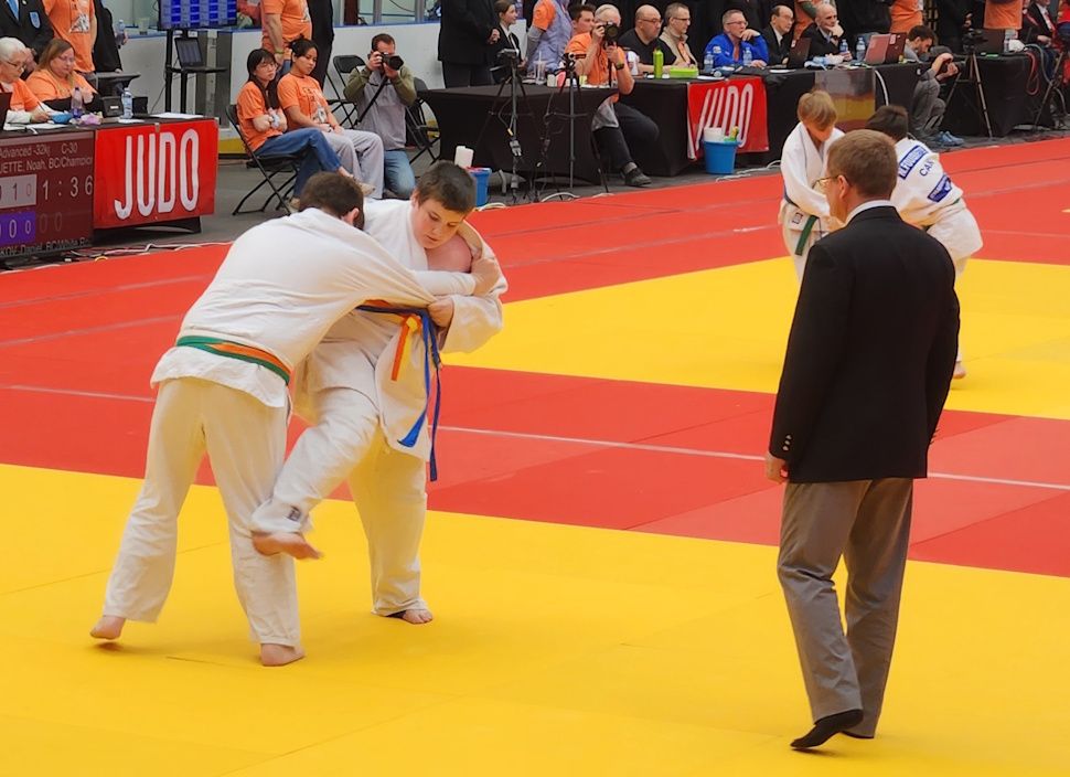 Alex Maerz (Right) trips Nathan Snow (Left) Northern Phoenix Judo Club (Fort McMurray)