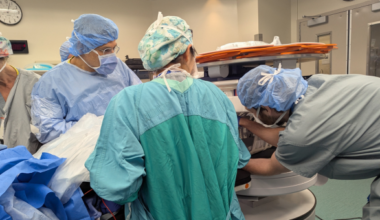 Portable MRI used in operating room