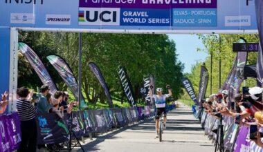 Mads W&uuml;rtz Schmidt (Denmark) rode in his European Gravel champion's jersey to an emphatic win at 114 Gravel Race, a route that links Portugal and Spain
