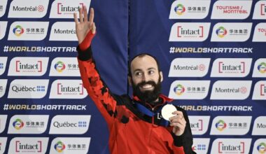 Canada's Steven Dubois wins 500-metre gold at world short track championships