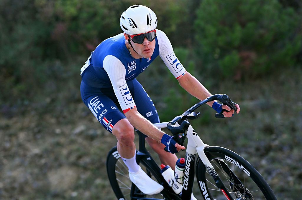 GUILHERAND-GRANGES, FRANCE - OCTOBER 05: Pavel Sivakov and Team France competes during the 31st UEC Road Cycling European Championships 2025 - Men&amp;apos;s Elite Road Race a 202.5km race from Privas to Guilherand-Granges on October 05, 2025 in Guilherand-Granges, France. (Photo by Billy Ceusters/Getty Images)