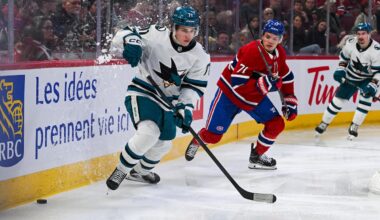 Three-point game from Celebrini lifts Sharks to 4-2 win over Canadiens