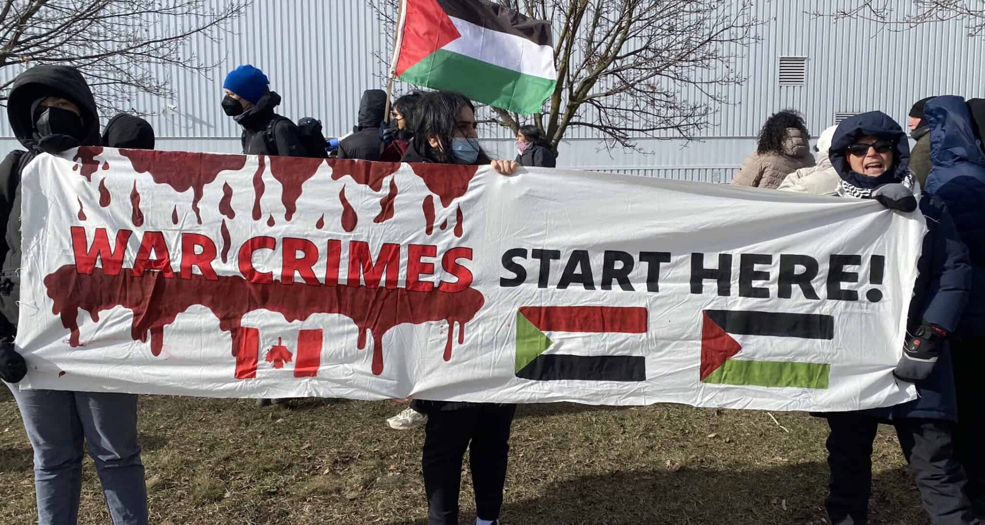 VIDEO: Activists urge 'whistleblowers' to come forward at armoured vehicle plant in Brampton