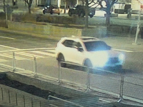 An image from Toronto Police of a white Honda CR-V sought in the shooting at the U.S. consulate in Toronto on March 10, 2026.