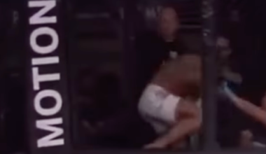 Video: Fighter hilariously falls out of cage before fight, gets knocked out in first round
