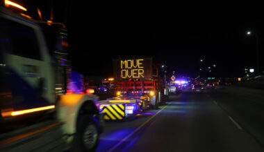 Tow trucks and emergency crews line Calgary roadway with message for drivers - DiscoverAirdrie.com