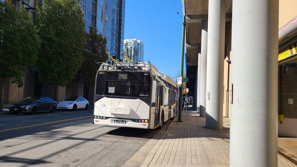 Solaris Bus Coach TransLink Vancouver trolley bus test August 2023