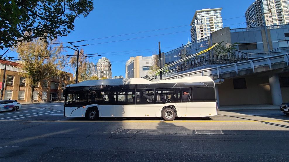 Solaris Bus Coach TransLink Vancouver trolley bus test August 2023