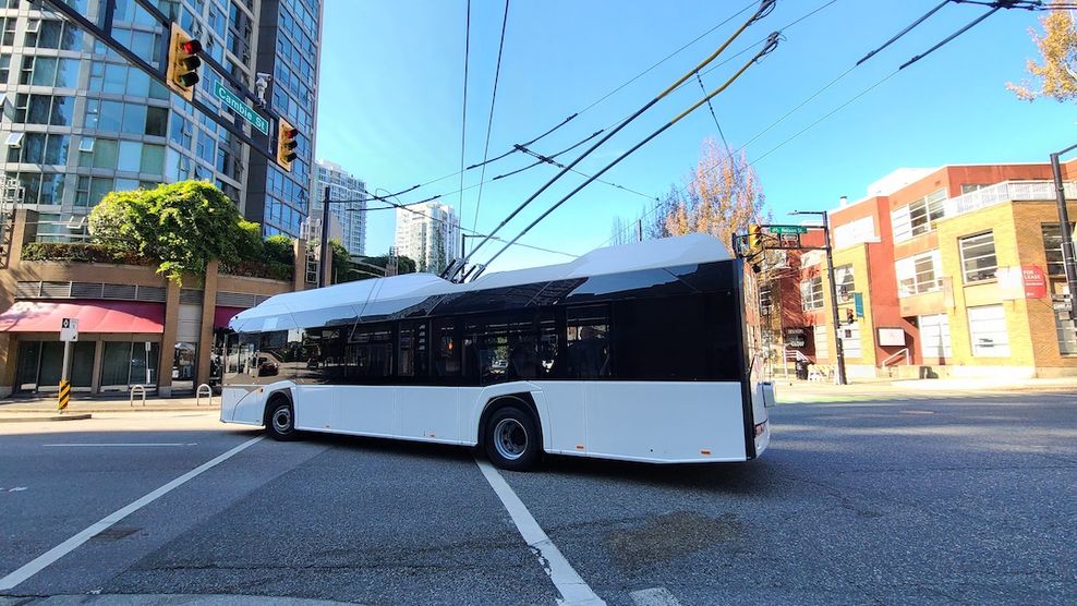 Solaris Bus Coach TransLink Vancouver trolley bus test August 2023