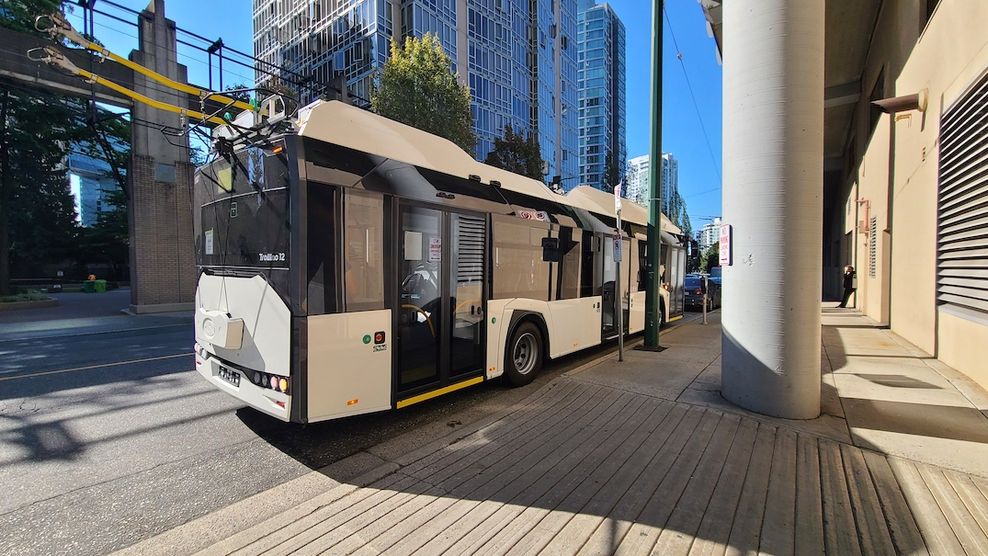 Solaris Bus Coach TransLink Vancouver trolley bus test August 2023