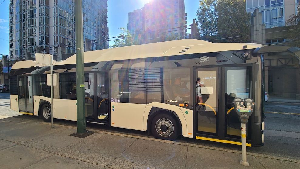 Solaris Bus Coach TransLink Vancouver trolley bus test August 2023