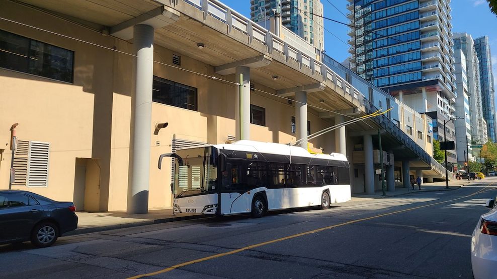 Solaris Bus Coach TransLink Vancouver trolley bus test August 2023