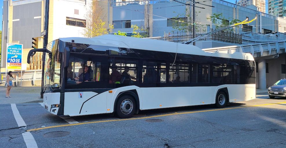 Solaris Bus Coach TransLink Vancouver trolley bus test August 2023