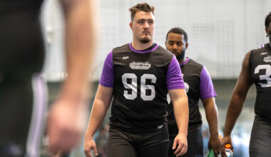Who's the top offensive lineman at the CFL Combine?