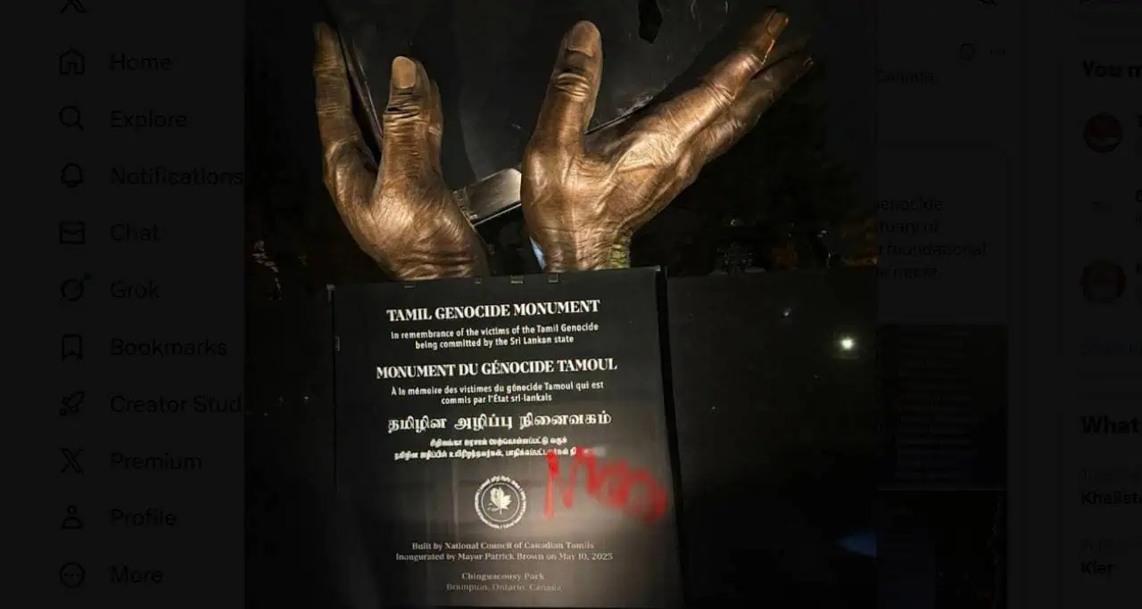 Vandals strike again at a memorial monument in Brampton